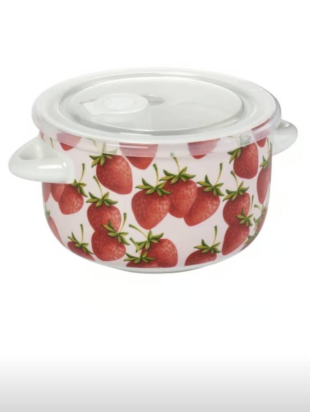 Strawberries Decor 🍓 2 Handle Bowl with Lid 25oz NEW